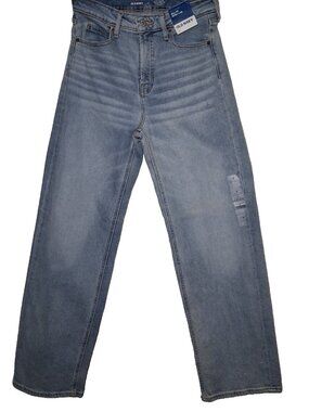 Old Navy Jeans Sky Hi Wide Leg Women 4 Light Wash Blue Denim Whiskered Faded New